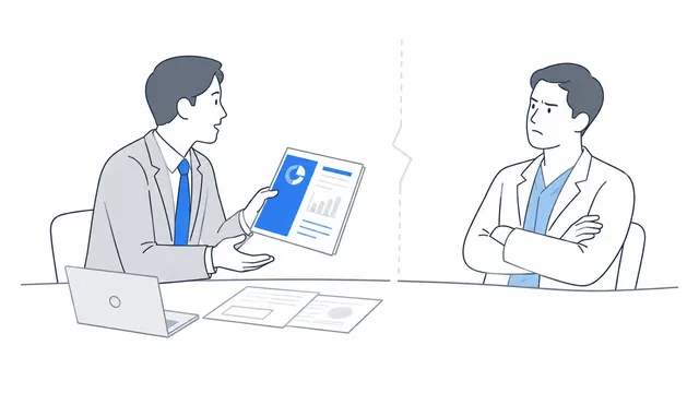 저가 이벤트를 두고 본사 마케팅 담당자와 지점 원장님이 마주 앉은 미팅 장면